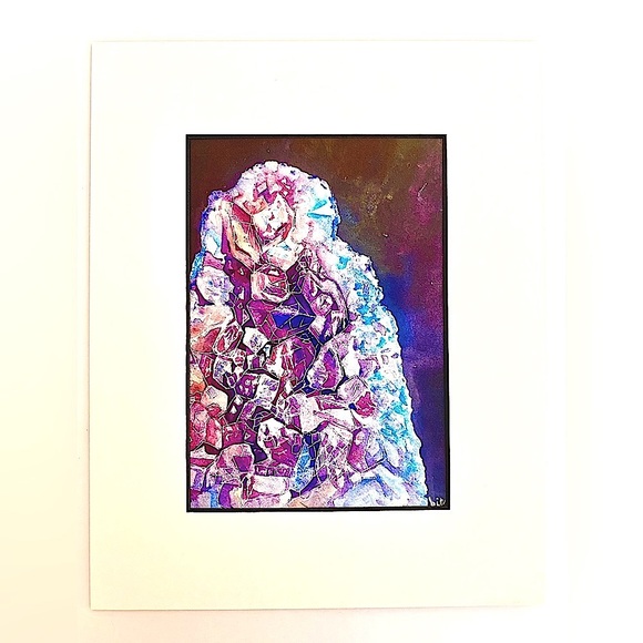 Amethyst Art Print on Card Stock 5” x 7” with white mat to fit 8 x 10” frame - Picture 2 of 3